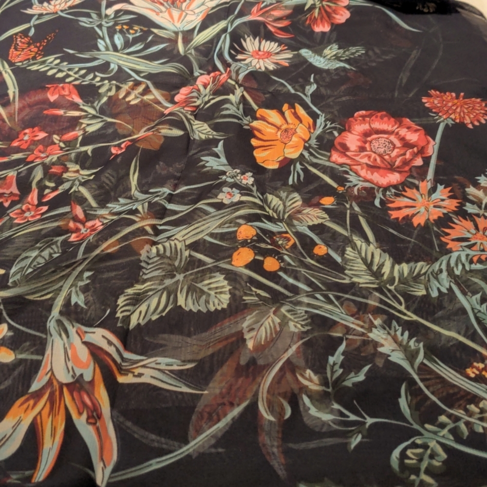NEW Navy Sheer Flowered Scarf